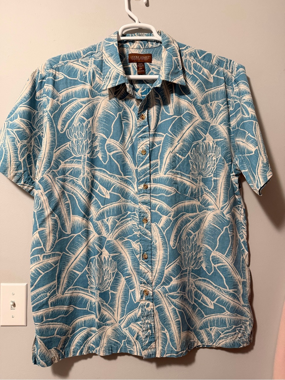 Cooke Street Blue Hawaiian Tropical Shirt 2X  Made In Hawaii 100% Cotton